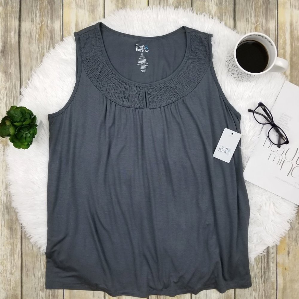 Croft & Barrow Soft Sleeveless Pajama Top Gray - Picture 6 of 10